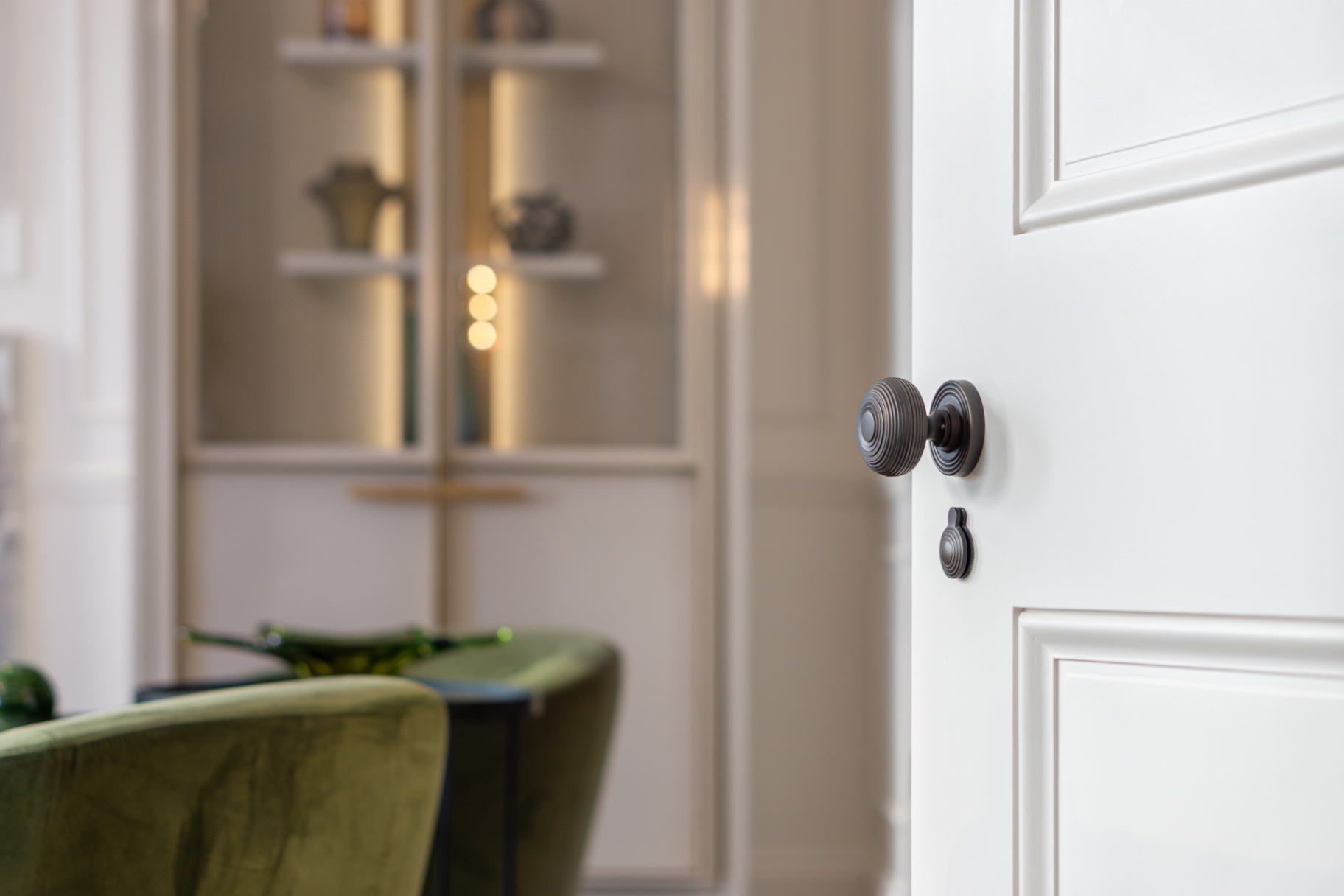 Detail of bespoke door ironmongery